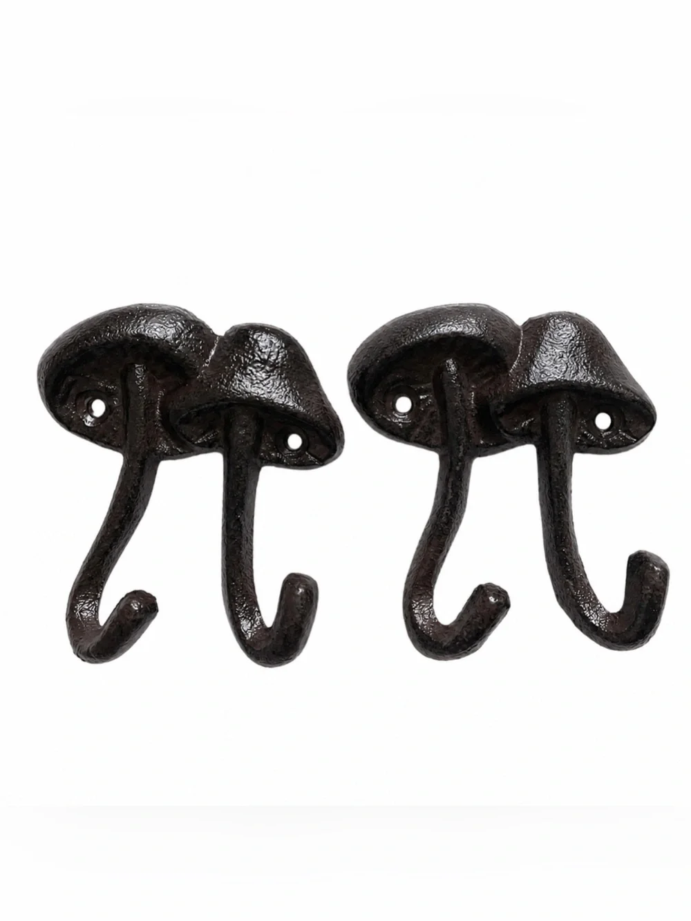 Cast Iron Mushroom Wall Hooks Set of 2 Double Coat Towel Hook Cottagecore Boho